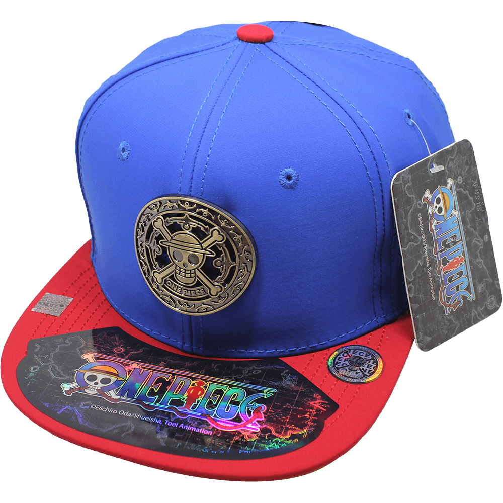 Gorra "ONE PIECE" Calavera Placa Metálica Dorada Brillante 16