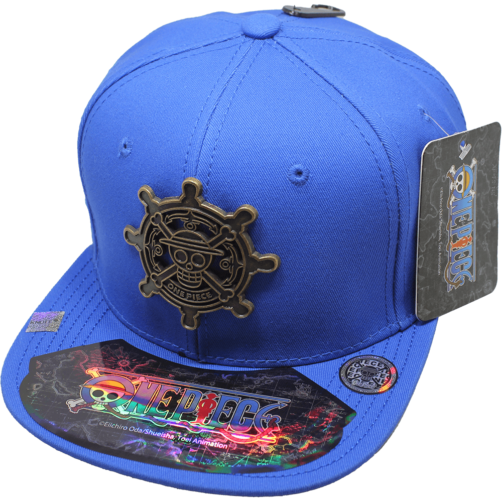 Gorra "ONE PIECE" Calavera Timón Placa Metálica estilo Latón Viejo 07