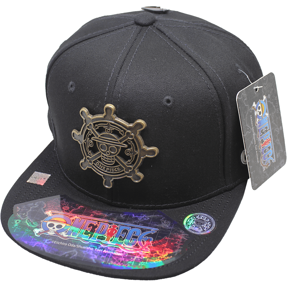 Gorra "ONE PIECE" Calavera Timón Placa Metálica estilo Latón Viejo 07
