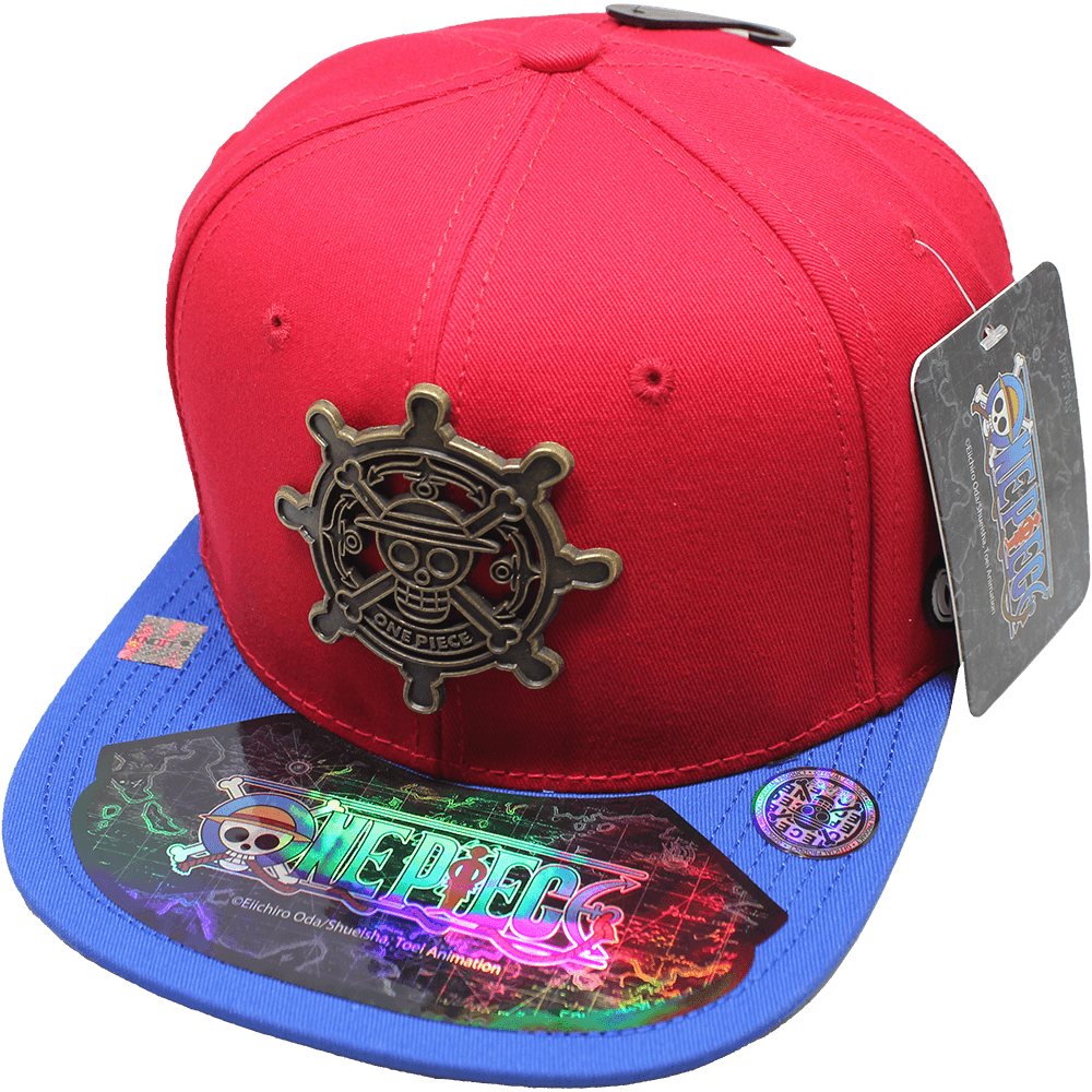 Gorra "ONE PIECE" Calavera Timón Placa Metálica estilo Latón Viejo 07