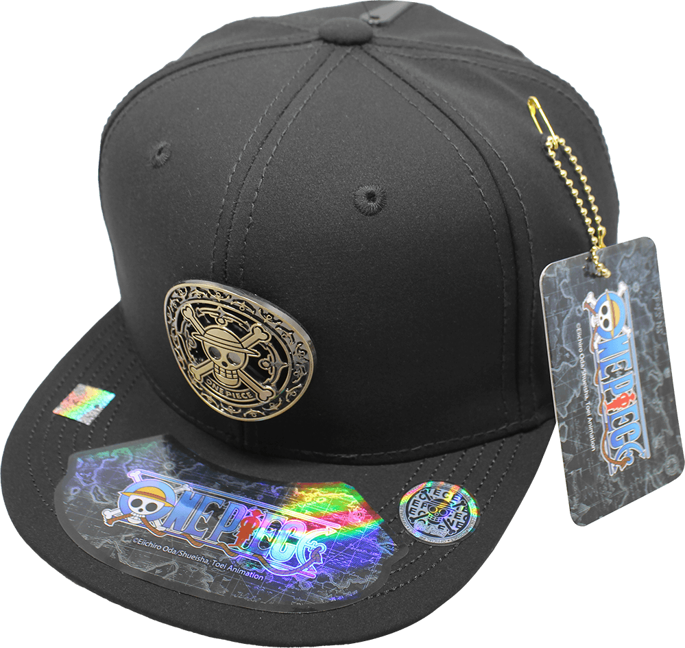 Gorra niño "ONE PIECE" Calavera Placa Metálica Dorada Brillante 16