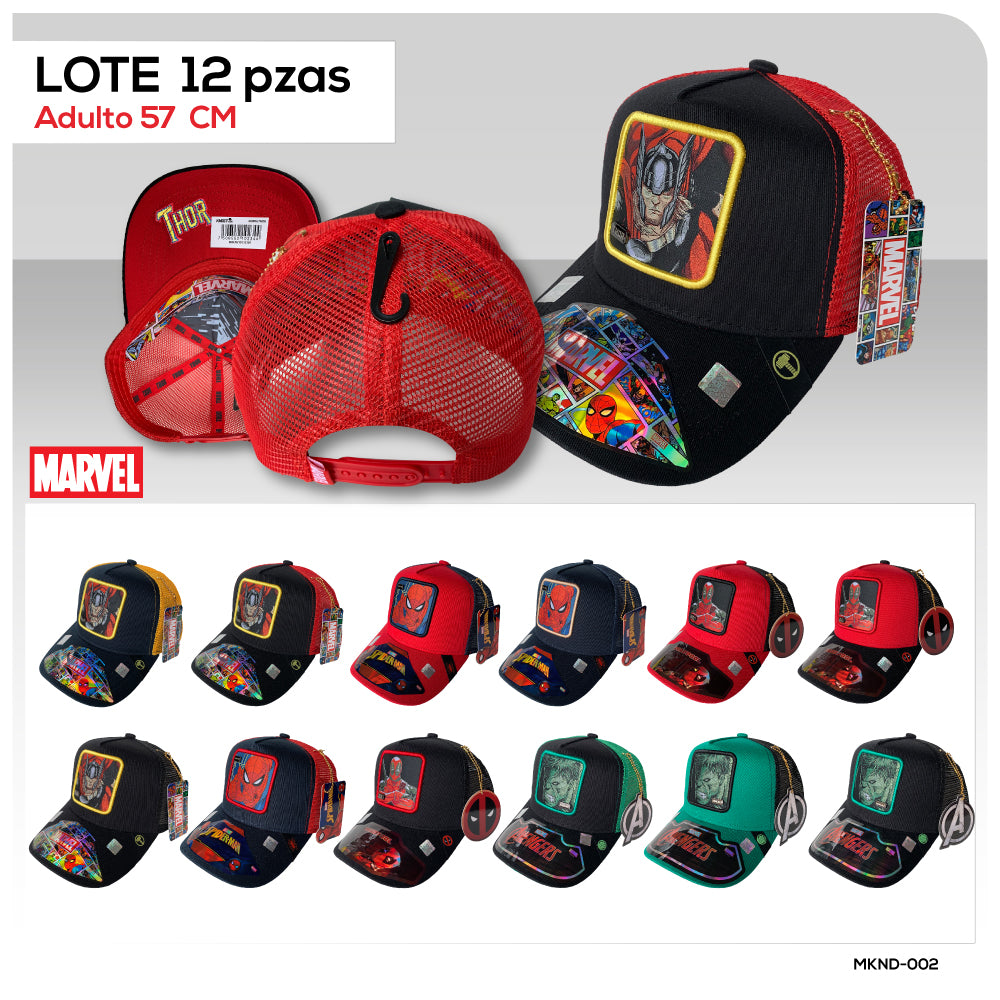 Gorra Marvel Comics Mesh 100% Algodon ( Lote 12 pzas )