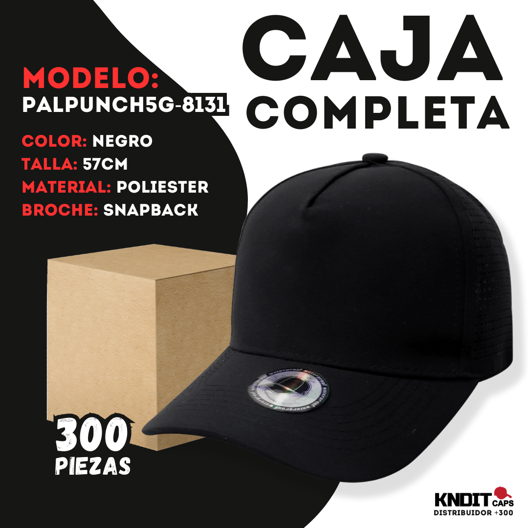 Gorra "PALPUNCH5G - 8131" Caja Completa (300 PZ) | Color NEGRO | Modelo "PALPUNCH5G - 8131"