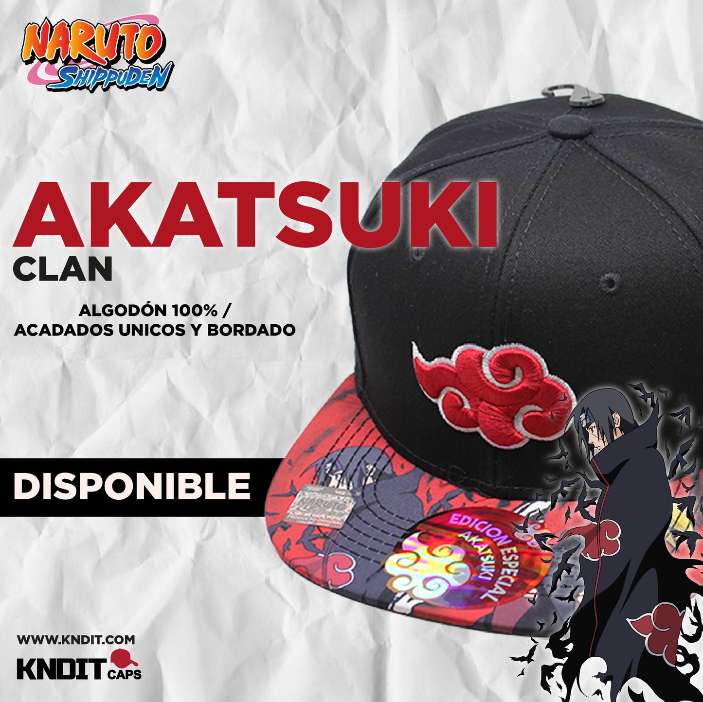 Gorra Akatsuki Clan Logo bordado 100% Algodón 01