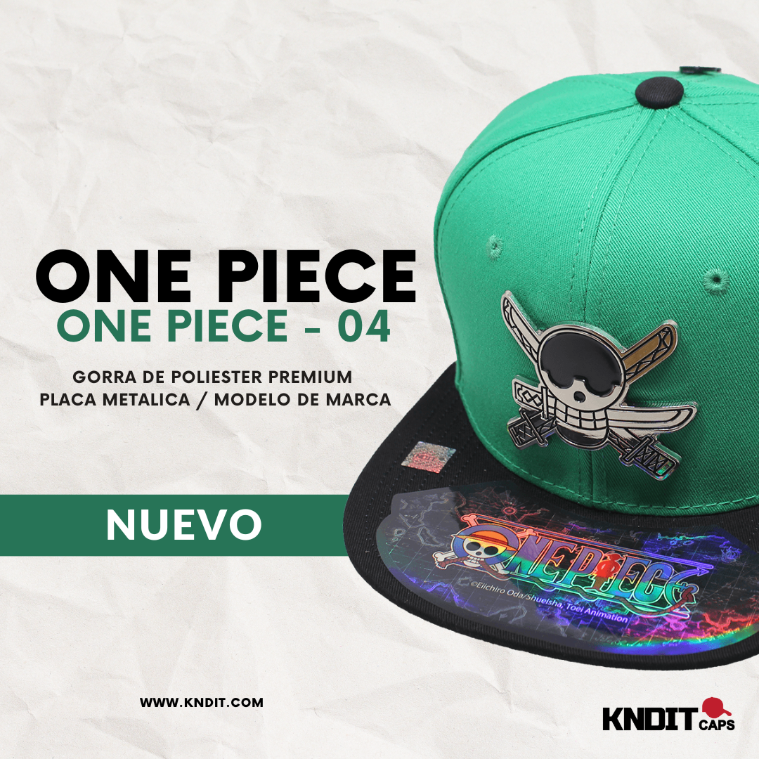 Gorra "ONE PIECE" Zoro Símbolo Placa Metálica Cromada Brilante 04