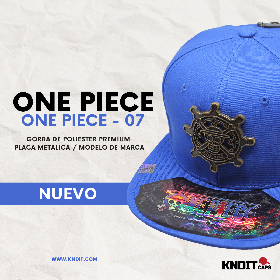 Gorra "ONE PIECE" Calavera Timón Placa Metálica estilo Latón Viejo 07