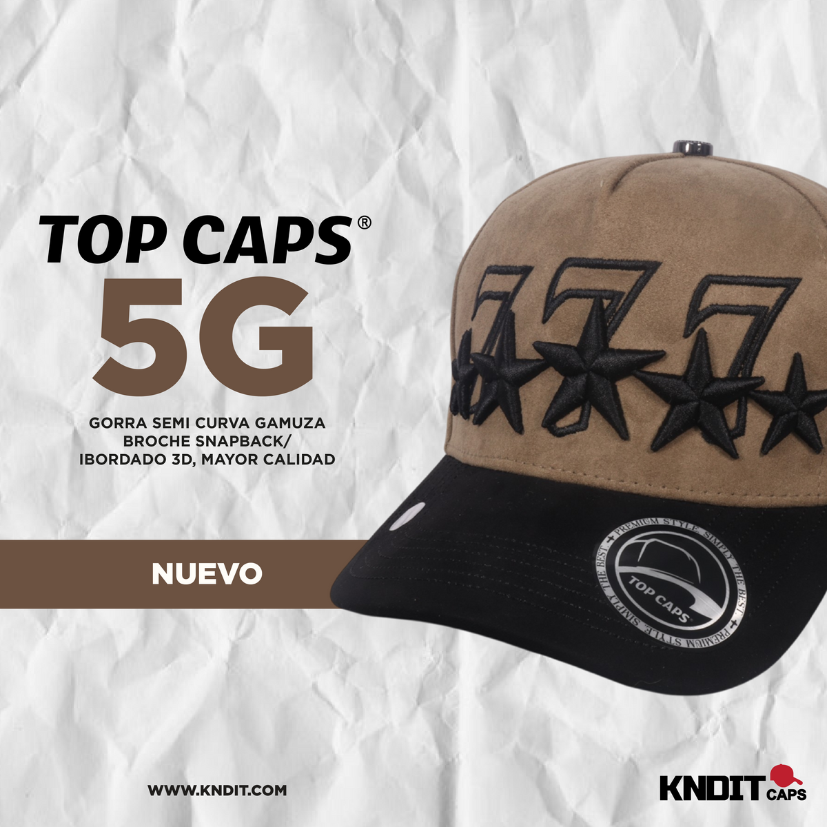 Gorra Top Caps de Gamuza Premium "777" con Bordados y Estilo Snapback-001