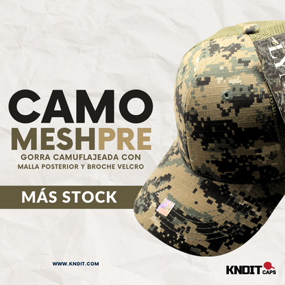 Gorra "CAMOMESHPRE"  Malla Posterior Velcro Camuflaje Pixeles