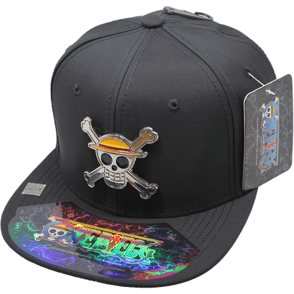 Gorra "ONE PIECE" Calavera Luffy Placa Metal Cromado Brillante 15