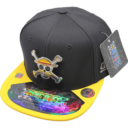 Gorra "ONE PIECE" Calavera Luffy Placa Metal Cromado Brillante 15