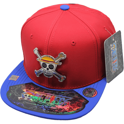 Gorra "ONE PIECE" Calavera Luffy Placa Metal Cromado Brillante 15