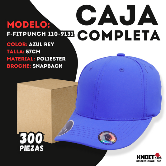 Gorra "F-FIT PUNCH 110 - 8131" Caja Completa (300 PZ) | Color AZUL REY | Modelo "F-FIT PUNCH 110 - 8131" POLIESTER