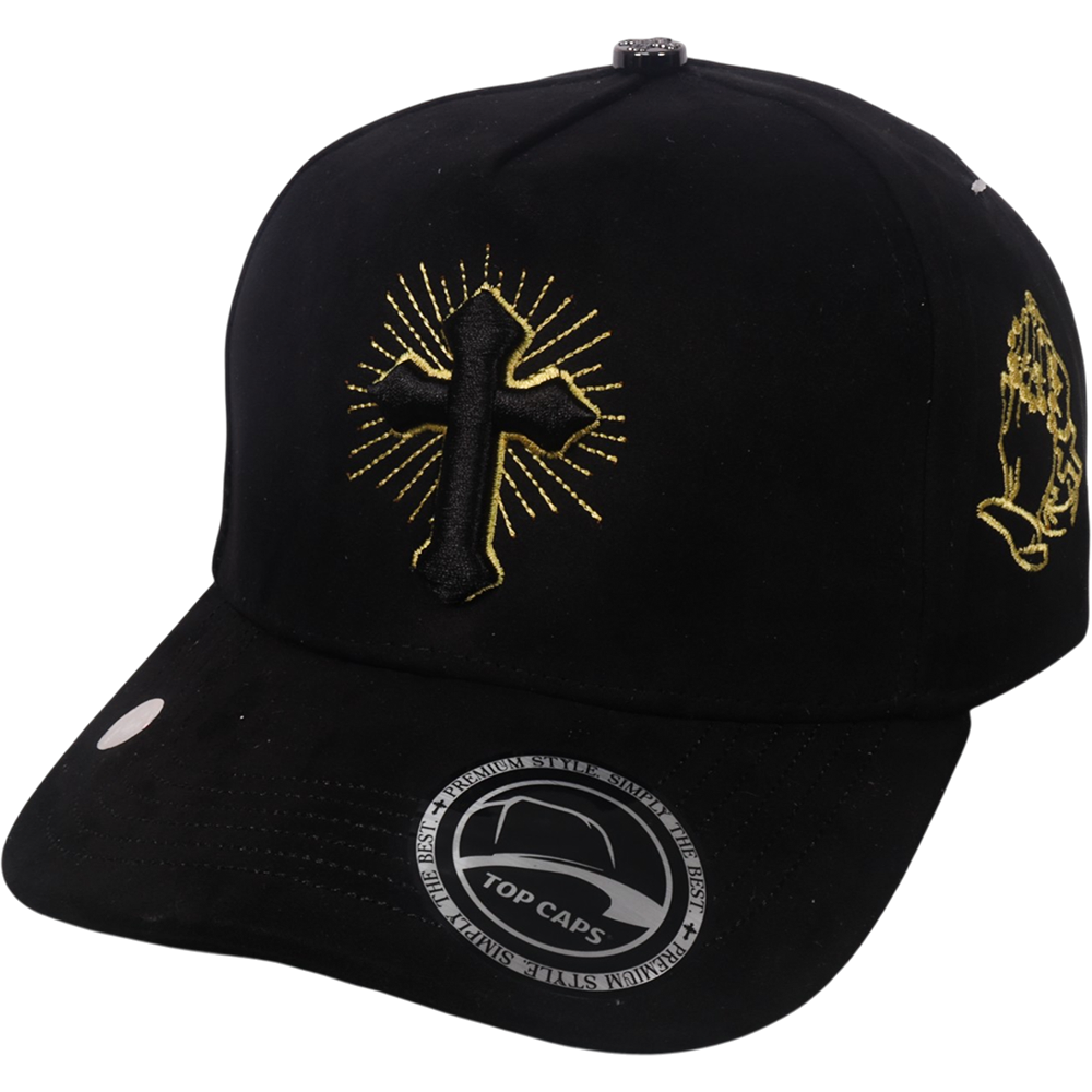 Gorra Top Caps de Gamuza Premium "CRUZ" bordado frontal con motivo de cruz y Estilo Snapback-009