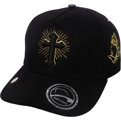 Gorra Top Caps de Gamuza Premium "CRUZ" bordado frontal con motivo de cruz y Estilo Snapback-009
