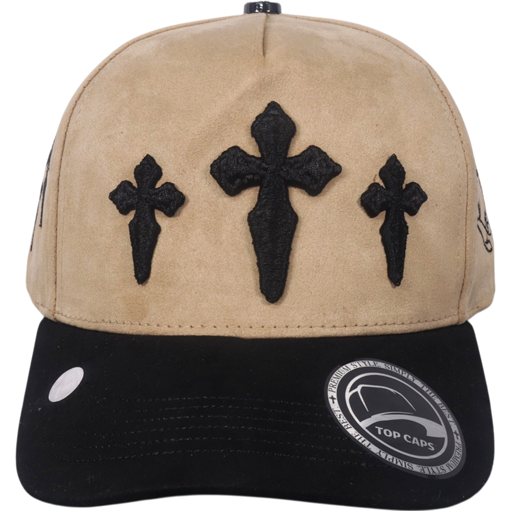 Gorra Top Caps de Gamuza Premium "CRUCES" bordado frontal con motivo de CRUCES y Estilo Snapback-007