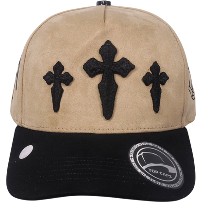 Gorra Top Caps de Gamuza Premium "CRUCES" bordado frontal con motivo de CRUCES y Estilo Snapback-007