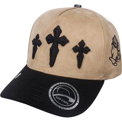 Gorra Top Caps de Gamuza Premium "CRUCES" bordado frontal con motivo de CRUCES y Estilo Snapback-007