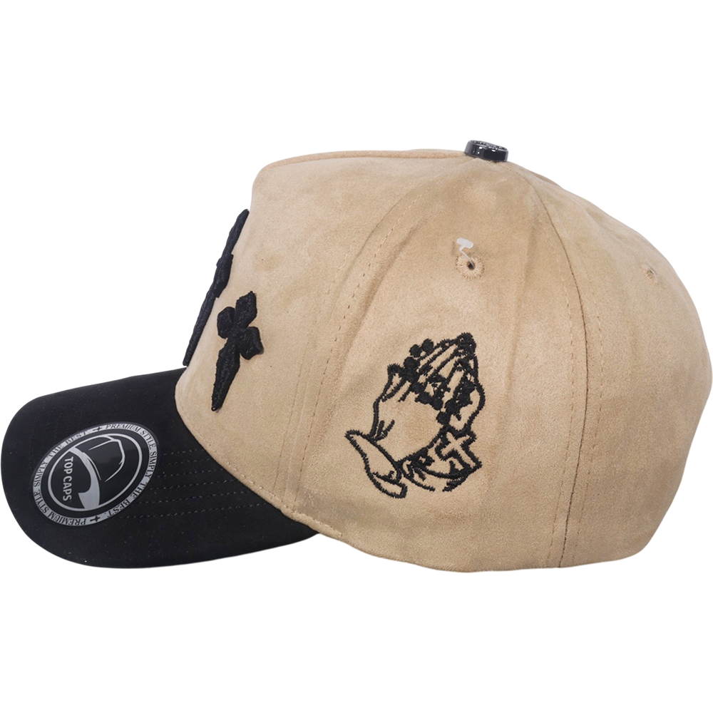 Gorra Top Caps de Gamuza Premium "CRUCES" bordado frontal con motivo de CRUCES y Estilo Snapback-007