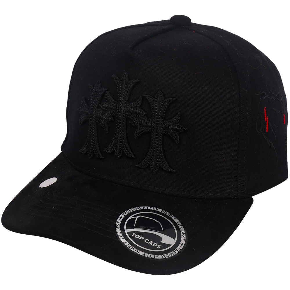 Gorra Top Caps de Gamuza en visera "Elegancia Urbana en Negro Total"-026