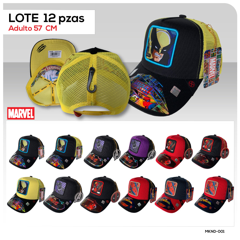 Gorra Marvel Comics Mesh 100% Algodon ( Lote 12 pzas )