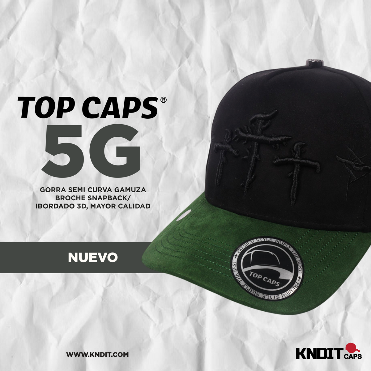Gorra Top Caps de Gamuza Premium "Tres cruces de diseño espinado"-003