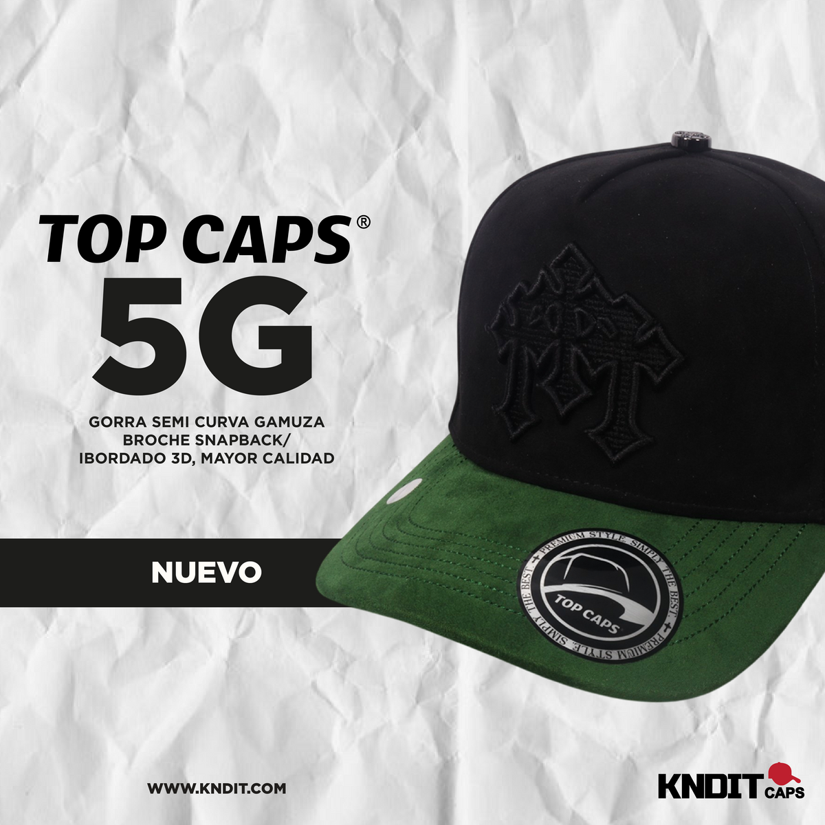 Gorra Top Caps de Gamuza Premium "3 CRUCES"  y Estilo Snapback-008