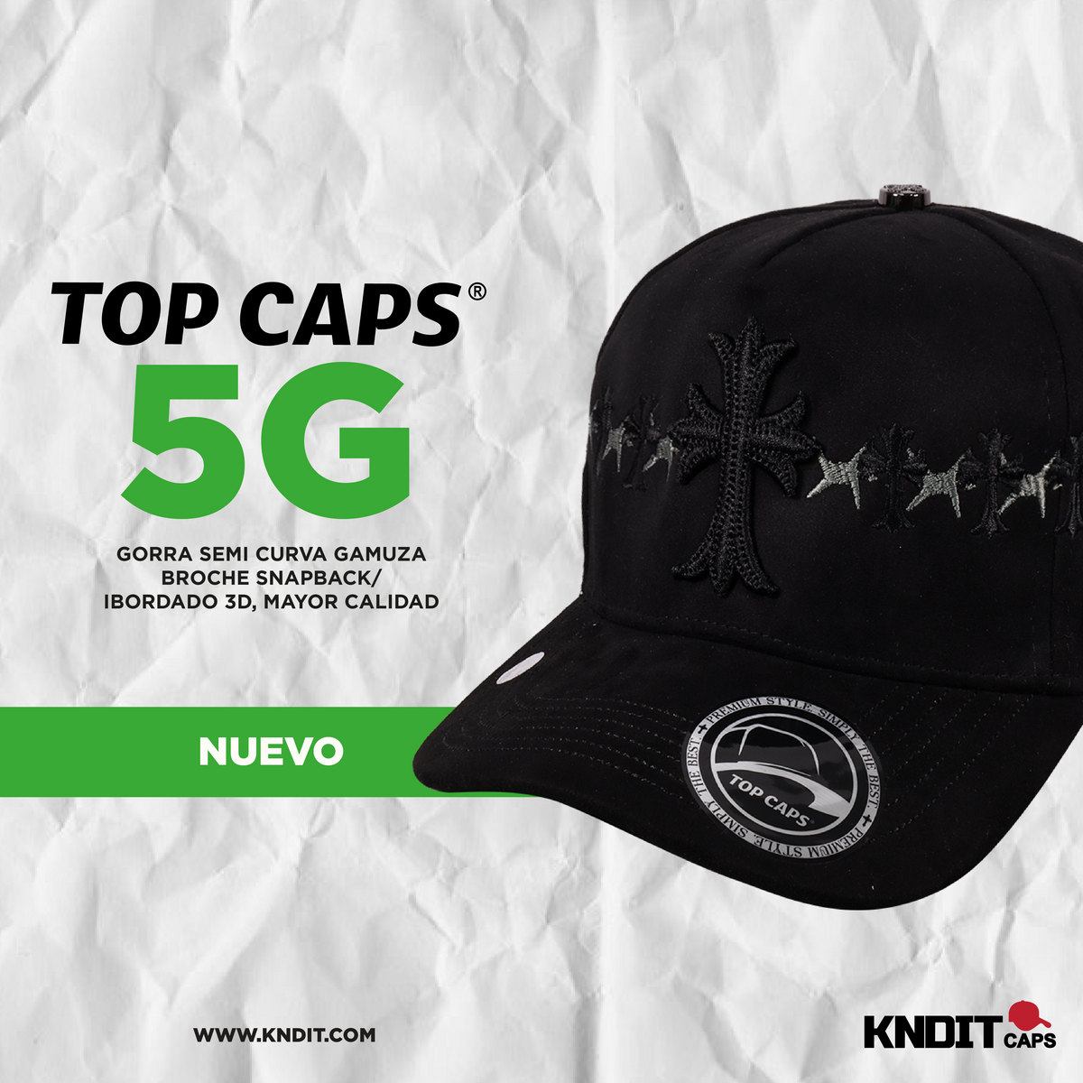 Gorra Top Caps de Gamuza Premium "Bordado Gótico y Pura Actitud"-012
