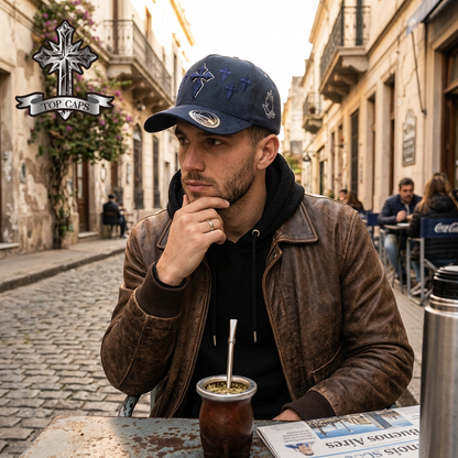 Gorra Top Caps de Gamuza Premium "Gothic Cross" y Estilo Urbano con Presencia-015