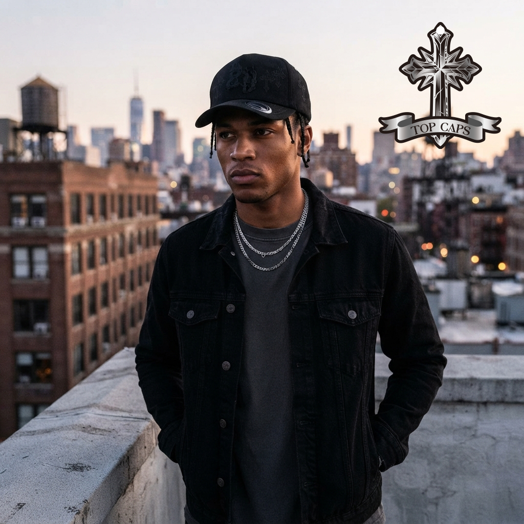 Gorra Top Caps de Gamuza Premium "Dark Cross" Estilo Urbano y Alta Gama-020