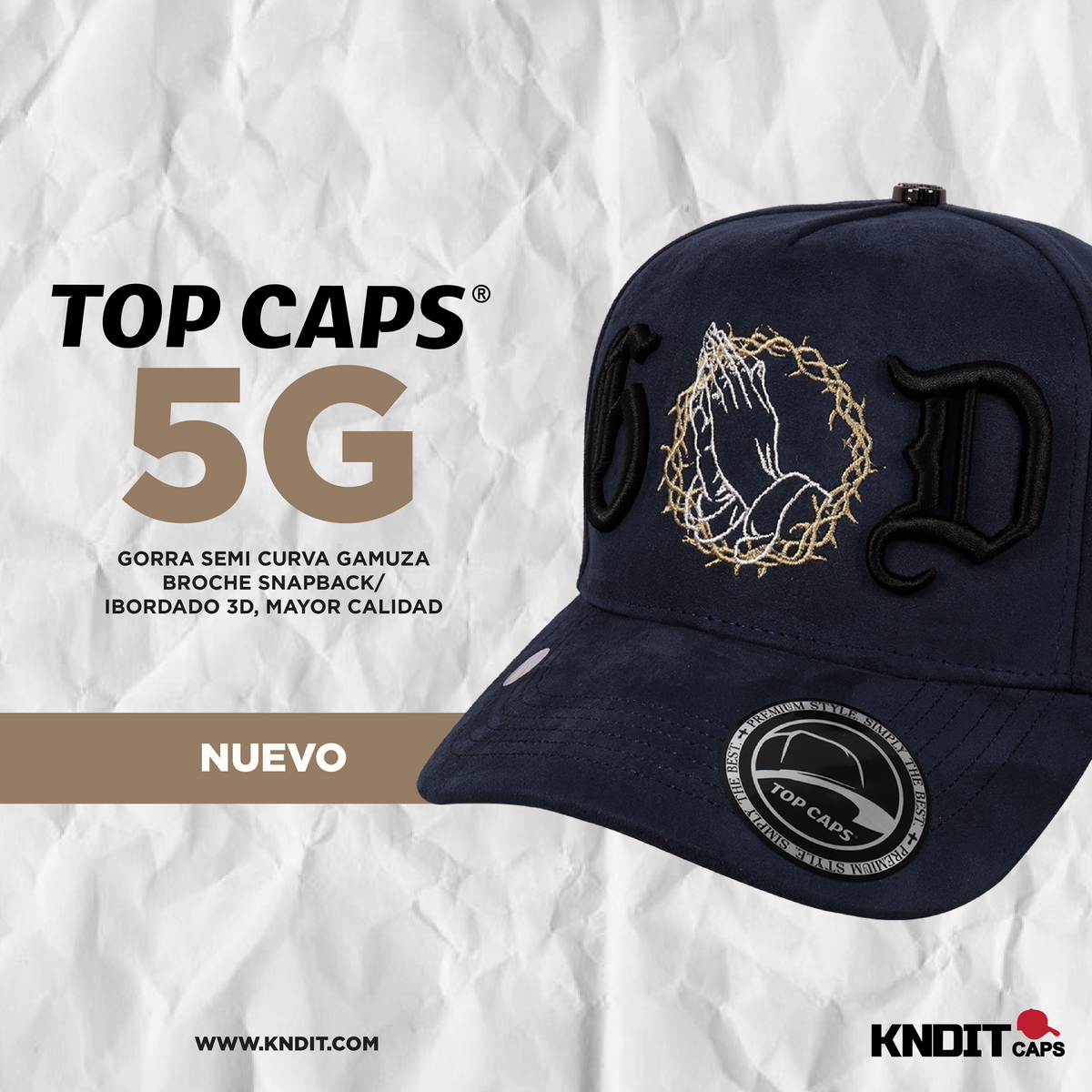 Gorra Top Caps de Gamuza Premium "G.O.D"  y Estilo Snapback-022