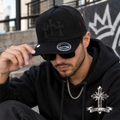 Gorra Top Caps de Gamuza en visera "Elegancia Urbana en Negro Total"-026