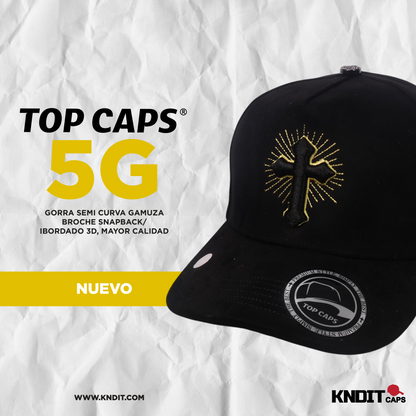 Gorra Top Caps de Gamuza Premium "CRUZ" bordado frontal con motivo de cruz y Estilo Snapback-009