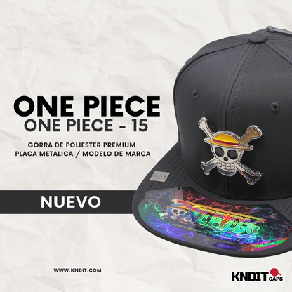 Gorra "ONE PIECE" Calavera Luffy Placa Metal Cromado Brillante 15