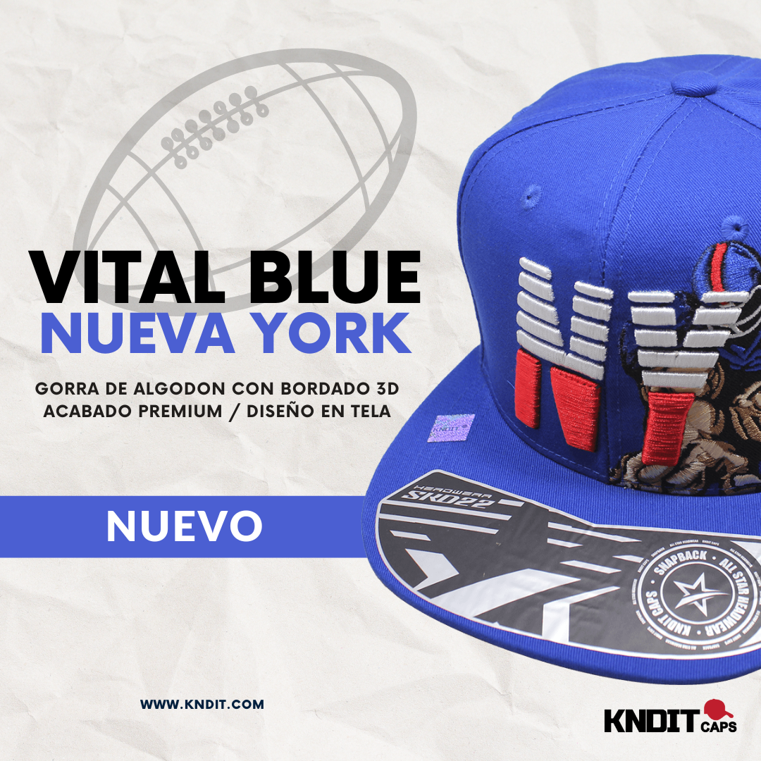Gorra VITAL BLUE - Headwear - "NY" 100% Algodón Calidad Premium