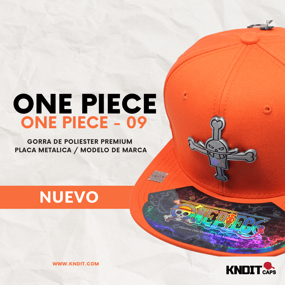 Gorra "ONE PIECE" Ace Placa Metálica de Estilo Latón Viejo 09